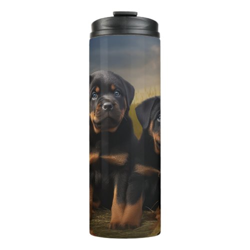 Rottweiler Puppy Autumn Delight Pumpkin Thermal Tumbler