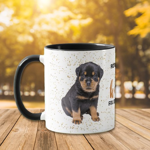 Rottweiler Puppy Dog Kisses Fix Everything Mug
