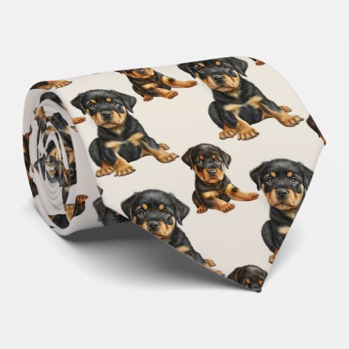 Rottweiler Puppy Dog Pattern Neck Tie
