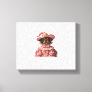 Rottweiler Puppy Dressed as a Pink Witch – Cute Ha Canvas Print