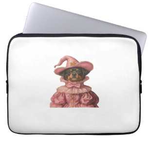Rottweiler Puppy Dressed as a Pink Witch – Cute Ha Laptop Sleeve