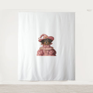 Rottweiler Puppy Dressed as a Pink Witch – Cute Ha Tapestry