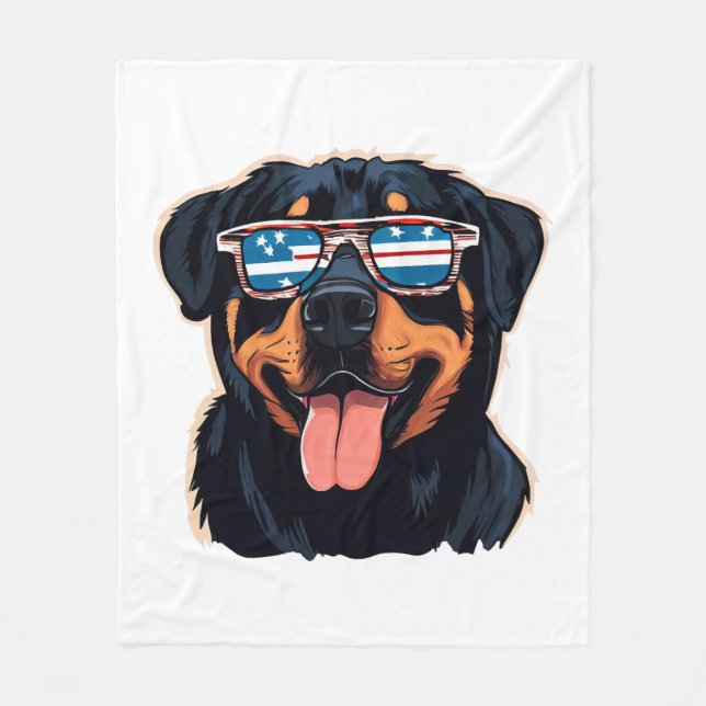 Rottweiler Puppy Fleece Blanket (Front)