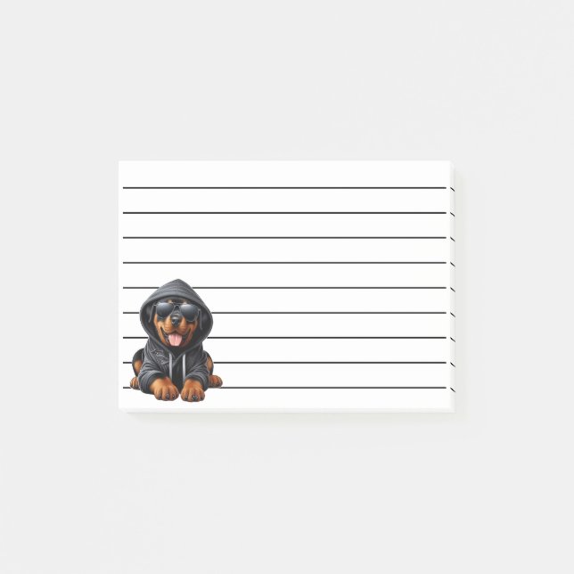 Rottweiler Puppy in Hooded Sweatshirt  Post-it Notes (Front)