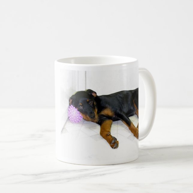 Rottweiler Puppy Play Now, or Pay Later Mug (Front Right)
