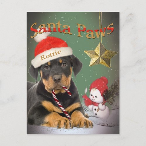 Rottweiler Puppy Santa Paws cards