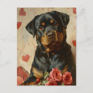 Rottweiler Puppy Valentine's Day Vintage Postcard