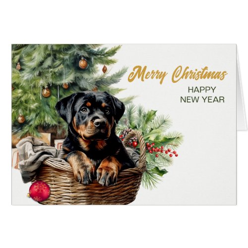 Rottweiler Puppy Wicker Basket Christmas Tree