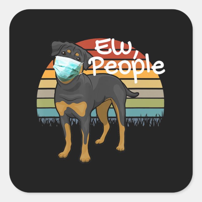 Rottweiler Puppy with Mask - People - Rottweiler Square Sticker (Front)