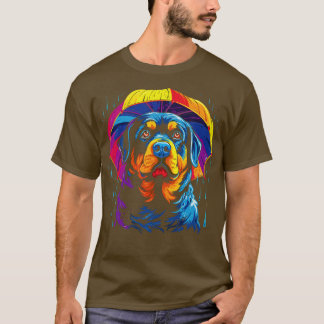 Rottweiler Rainy Day With Umbrella T-Shirt