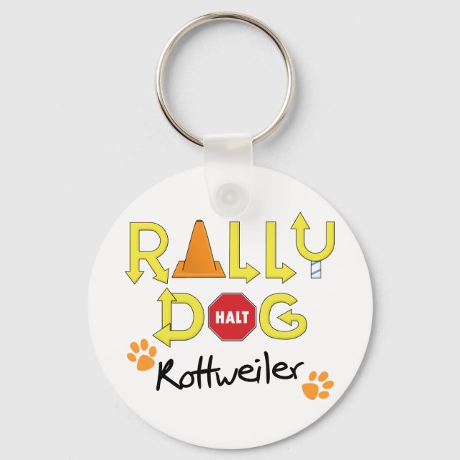 Rottweiler Rally Dog Keychain (Front)