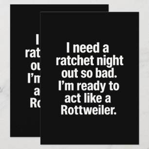 Rottweiler Ratchet Night Out Invitation Card