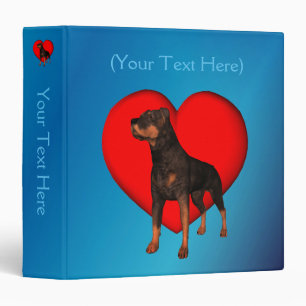 Rottweiler Red Heart Animal Personalized 3 Ring Binder