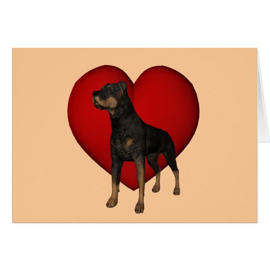 Rottweiler Red Heart Dog Card (Front Horizontal)