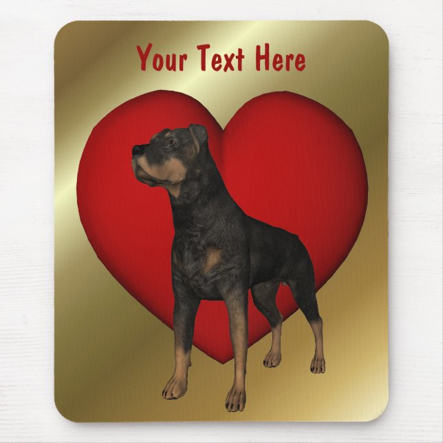 Rottweiler Red Heart Dog Mousepad (Front)