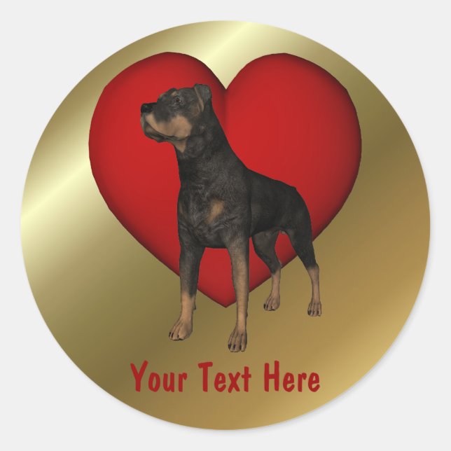 Rottweiler Red Heart Dog Sticker (Front)