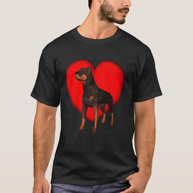Rottweiler Red Heart  T-Shirt (Front)