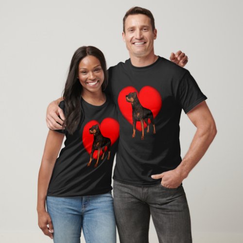 Rottweiler Red Heart  T_Shirt