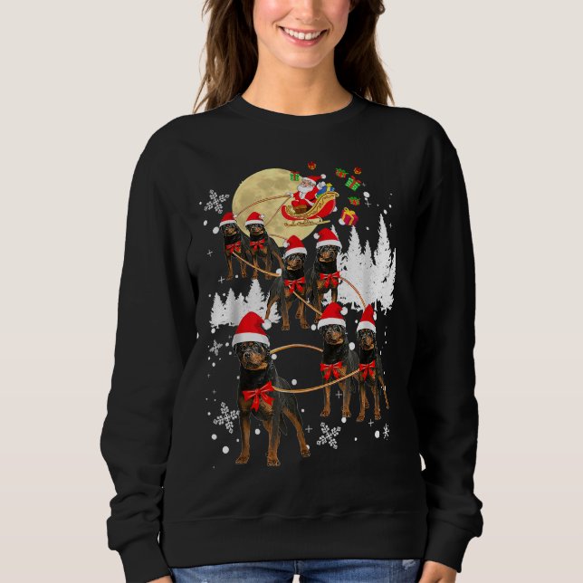 Rottweiler Reindeer Christmas Moon Santa Dog 39 Sweatshirt (Front)