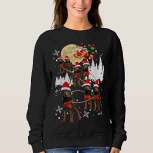 Rottweiler Reindeer Christmas Moon Santa Dog Sweatshirt