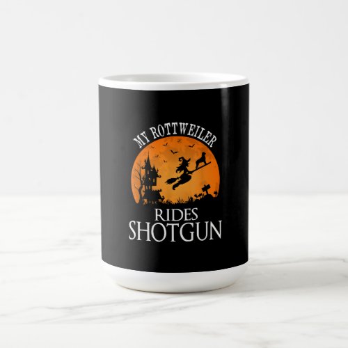 Rottweiler Rides Shotgun Dog Lover Halloween Party Coffee Mug