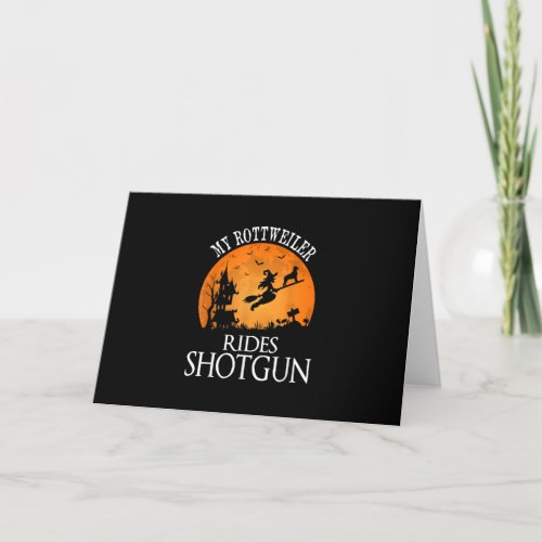 Rottweiler Rides Shotgun Dog Lover Halloween Party Holiday Card