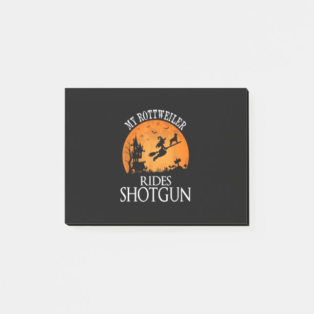 Rottweiler Rides Shotgun Dog Lover Halloween Party Post-it Notes (Front)