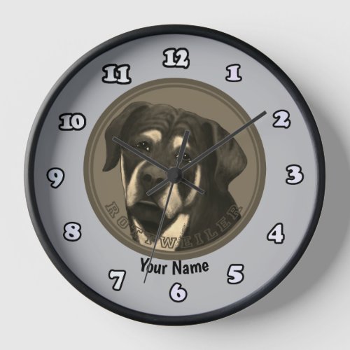 Rottweiler Rondo  custom name Clock