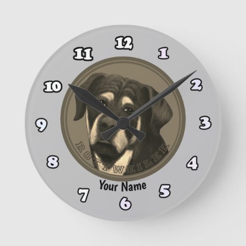 Rottweiler Rondo  custom name Round Clock