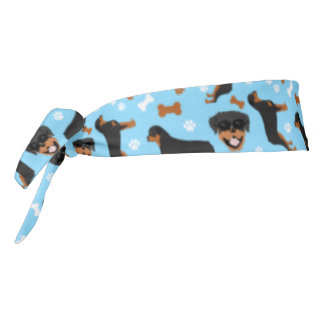 Rottweiler Rottie Dog Paw Print Pattern Tie Headband