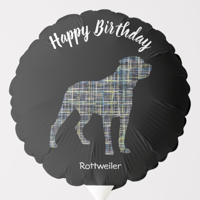 Rottweiler Rottie Dog Silhouette Cute Grid Black Balloon (Front)