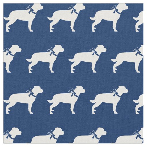Rottweiler Rottie Dog Silhouette Pet Navy Blue Fabric
