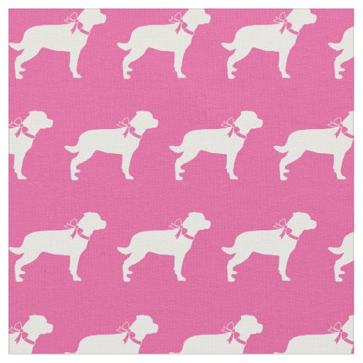 Rottweiler Rottie Dog Silhouette Pet Pink Fabric
