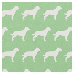 Rottweiler Rottie Dog Silhouette Pet Sage Green Fabric