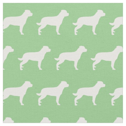 Rottweiler Rottie Dog Silhouette Pet Sage Green Fabric