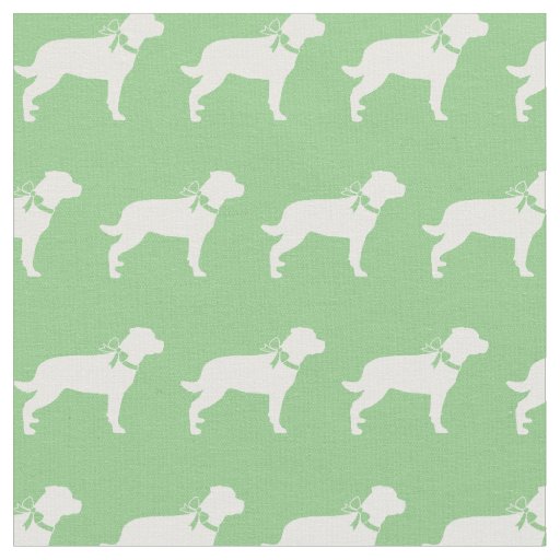 Rottweiler Rottie Dog Silhouette Pet Sage Green Fabric