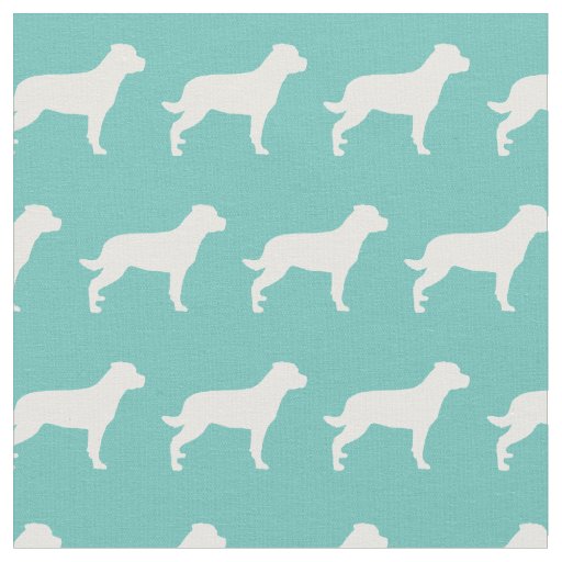 Rottweiler Rottie Dog Silhouette Pet Teal Fabric