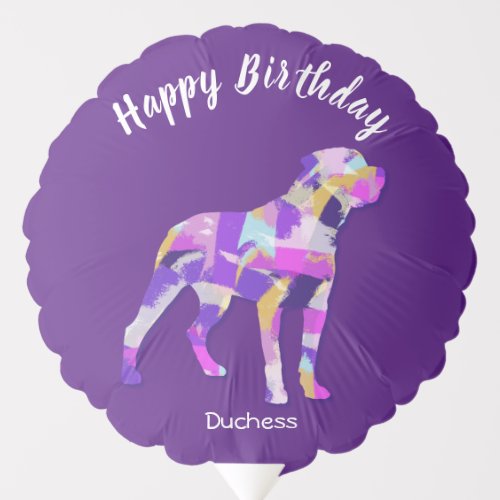 Rottweiler Rottie Dog Silhouette Purple PYB Balloon
