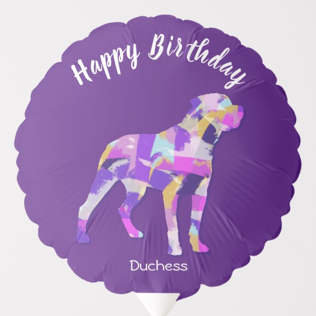 Rottweiler Rottie Dog Silhouette Purple PY&B Balloon (Front)