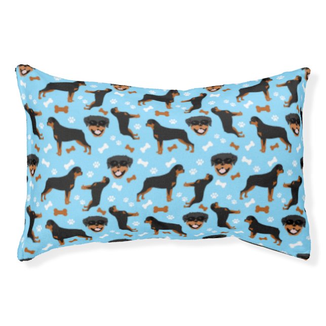 Rottweiler Rottie Funny Paw Print Pattern Pet Bed (Front)
