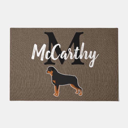 Rottweiler Rottie Rustic Monogram Personalized Doormat