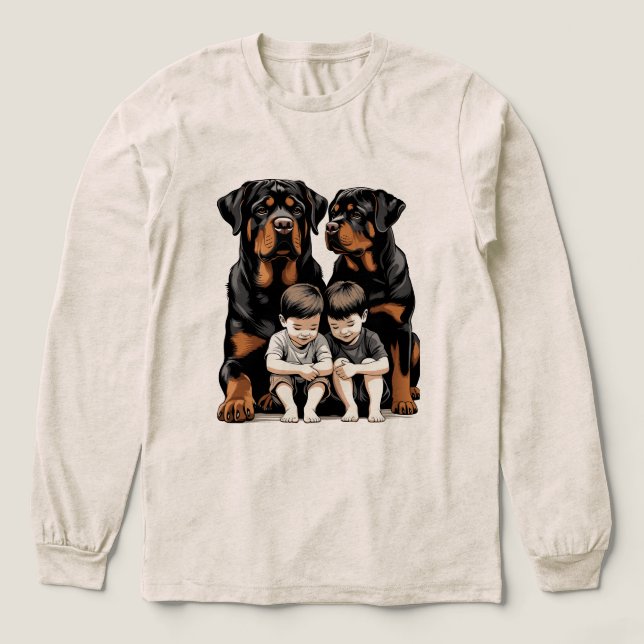 Rottweiler - Rottweilers Loyal Guardians Of Kids Tri-Blend Shirt (Design Front)
