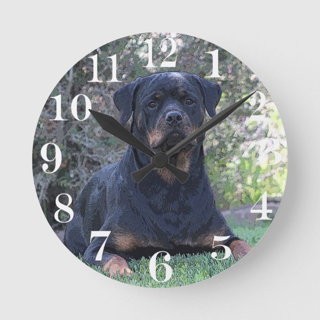 Rottweiler Round Clock (Front)