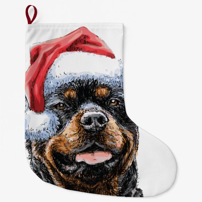 Rottweiler Santa Christmas Stocking (Front)