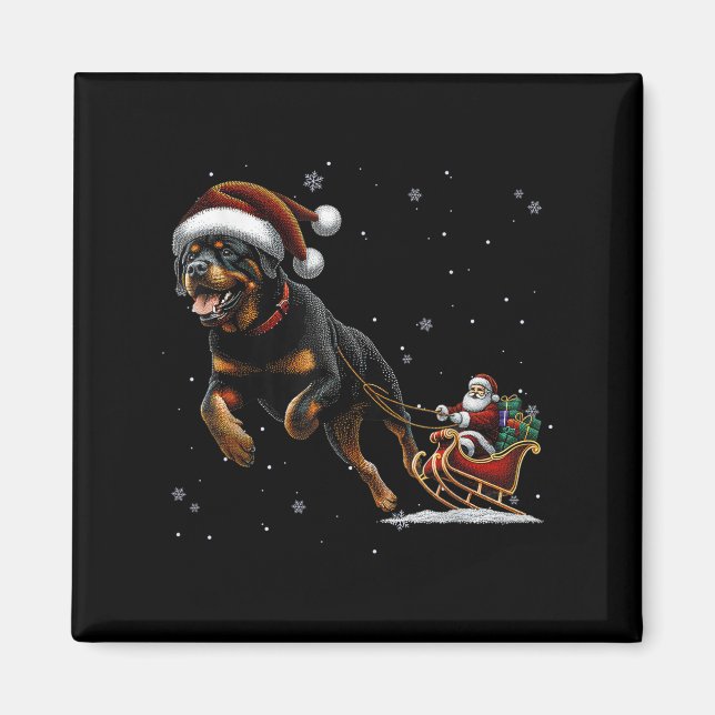 Rottweiler Santa Christmas Tree Lights Ugly Pajama Magnet (Front)