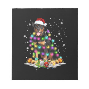 Rottweiler Santa Christmas Tree Lights Xmas Notepad