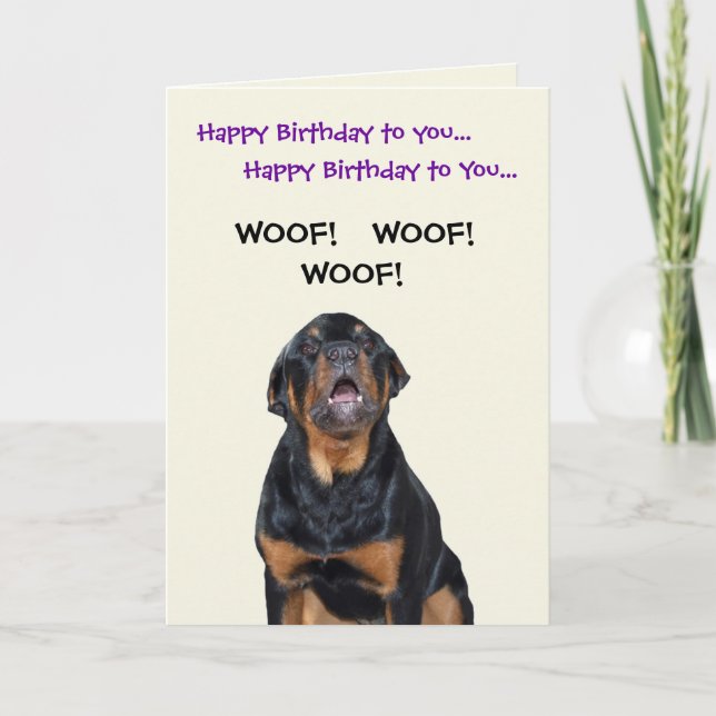 Rottweiler Sees the Mailman Birthday Card (Front)