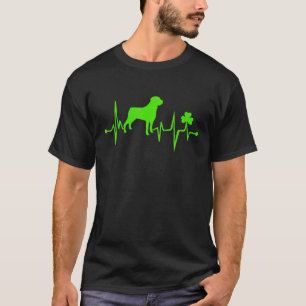 Rottweiler Shamrock Heartbeat St Patricks Day Dog T-Shirt