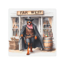 Rottweiler Sheriff in Far West Saloon Watercolor