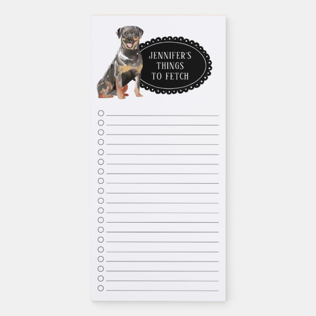 Rottweiler Shopping List Magnetic Notepad